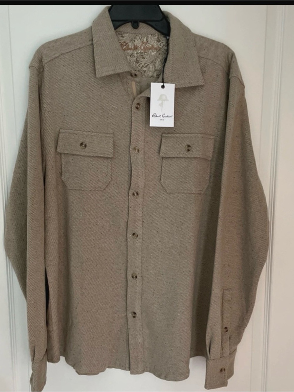 NWT Robert Graham Vigano 2XL Knit Shirt Jacket Oatmeal Sz XXL